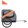 Remolque de bicicleta para mascotas naranja y gris