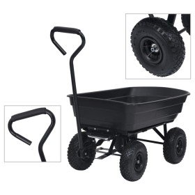 Carrito de mano basculante para jardín 300 kg 75 L negro