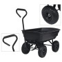Carrito de mano basculante para jardín 300 kg 75 L negro