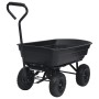 Carrito de mano basculante para jardín 300 kg 75 L negro