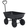 Carrito de mano basculante para jardín 300 kg 75 L negro