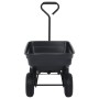 Carrito de mano basculante para jardín 300 kg 75 L negro