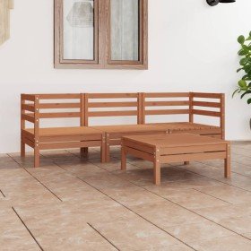 Juego de muebles de jardín 4 pzs madera maciza pino marrón miel