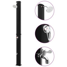 Ducha solar exterior con rociador y grifo negro 35 L en Accesorios para piscinas y spa | Comprar online en Foro24