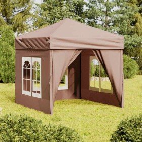 Carpa de fiesta plegable con paredes laterales gris taupe 2x2 m en Carpas y cenadores | Comprar online en Foro24