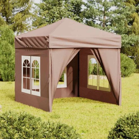 Carpa de fiesta plegable con paredes laterales gris taupe 2x2 m en Carpas y cenadores | Comprar online en Foro24