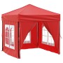 Carpa para fiestas plegable con paredes laterales rojo 2x2 m