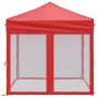Carpa para fiestas plegable con paredes laterales roja 2x2 m