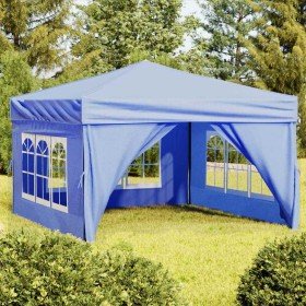 Carpa para fiestas plegable con paredes laterales azul 3x3 m en Carpas y cenadores | Comprar online en Foro24