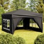 Carpa para fiestas plegable con paredes laterales negro 3x3 m