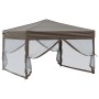 Carpa para fiestas plegable con paredes gris taupé 3x3 m