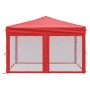 Carpa para fiestas plegable con paredes laterales rojo 3x3 m