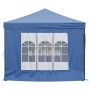 Carpa para fiestas plegable con paredes laterales azul 3x6 m