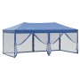 Carpa para fiestas plegable con paredes laterales azul 3x6 m