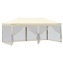 Carpa para fiestas plegable con paredes laterales crema 3x6 m