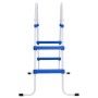 Escalera para piscina acero azul y blanco 84 cm