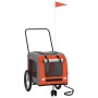 Remolque de bicicleta mascotas hierro tela Oxford naranja gris