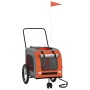 Remolque de bicicleta mascotas hierro tela Oxford naranja gris