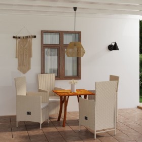 Juego de comedor de jardín 5 piezas beige