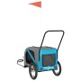 Remolque de bicicleta mascotas hierro tela Oxford azul gris