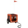 Remolque de bicicleta mascotas hierro tela Oxford naranja negro