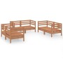 Muebles de jardín 8 piezas marrón miel madera maciza de pino
