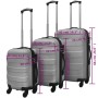 Juego de maletas trolley rígidas 3 pzas plateado 45,5/55/66 cm de vidaXL, Maletas - Ref: Foro24-91142, Precio: 118,01 €, Desc...