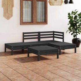 Juego de muebles de jardín 5 pzas madera de pino maciza negro