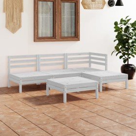 Juego de muebles de jardín 5 piezas madera maciza pino blanco