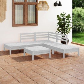 Juego de muebles de jardín 6 piezas madera maciza pino blanco