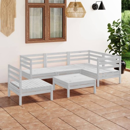 Juego de muebles de jardín 6 piezas madera maciza pino blanco en Conjuntos de jardín | Comprar online en Foro24
