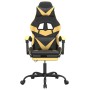 Silla gaming con reposapiés cuero sintético negro dorado