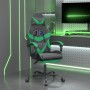 Silla gaming con reposapiés cuero sintético negro verde