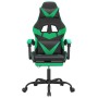 Silla gaming con reposapiés cuero sintético negro verde