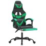 Silla gaming con reposapiés cuero sintético negro verde