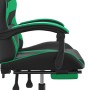 Silla gaming con reposapiés cuero sintético negro verde