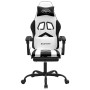 Silla gaming con reposapiés cuero sintético blanco negro