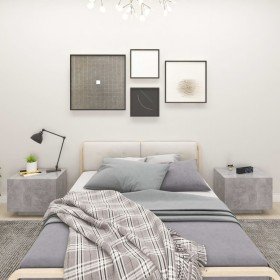 Mesita de noche madera de ingeniería gris hormigón 100x35x40 cm Mesita de noche madera de ingeniería gris hormigón 100x35x40 cm