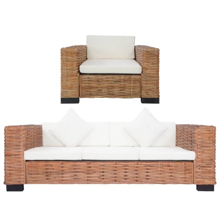 Sofaset mit Kissen 2 Stück aus natürlichem Rattan von vidaXL, Sofas - Ref: Foro24-278625, Preis: 1,00 €, Rabatt: %