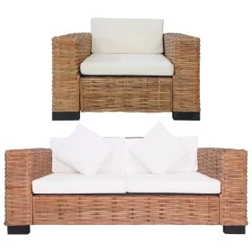 Natural rattan sofa set with cushions 2 pieces by vidaXL, Sofas - Ref: Foro24-278622, Price: 886,05 €, Discount: %