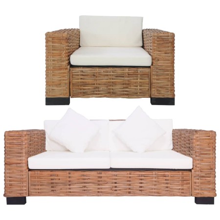 Sofagarnitur aus natürlichem Rattan mit Kissen, 2-teilig von vidaXL, Sofas - Ref: Foro24-278622, Preis: 1,00 €, Rabatt: %