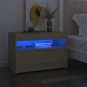 Mesitas de noche con LED 2 uds contrachapada Sonoma 60x35x40 cm Mesitas de noche con LED 2 uds contrachapada Sonoma 60x35x40 cm