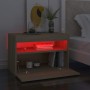 Mesitas de noche con LED 2 uds contrachapada Sonoma 60x35x40 cm