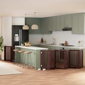 Puerta de perros plegable 15 paneles madera álamo marrón 750 cm