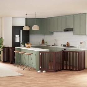 Puerta de perros plegable 10 paneles madera álamo marrón 800 cm