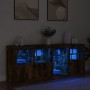Aparador con luces LED roble ahumado 164x37x67 cm