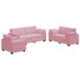 Juego de sofás con cojines 3 piezas terciopelo rosa