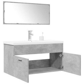 Set muebles de baño 2 piezas madera contrachapada gris hormigón en Muebles de baño | Comprar online en Foro24