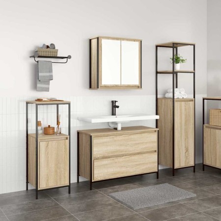 Juego de muebles de baño con estante 3 pcs Roble Sonoma