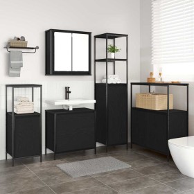 Juego de muebles de baño 5 pcs Negro 76.5 x 35 x 95 cm